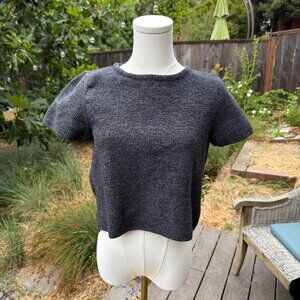 Zara Knit Short Sleeve Zip Back Shirt Sz S